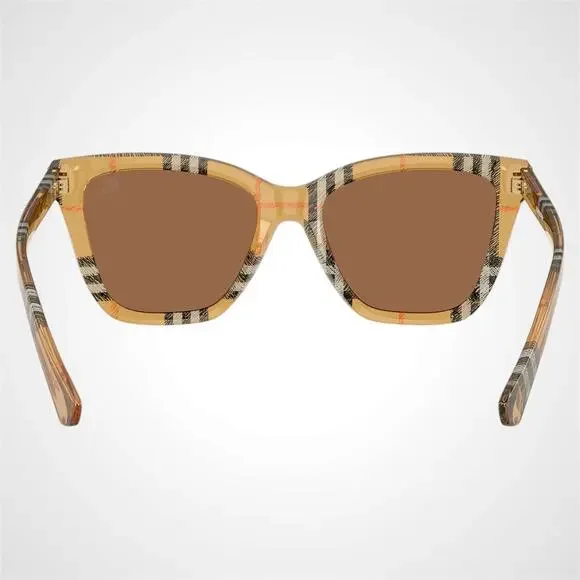 New Burberry Sunglasses Brown Check Sand Brown Lens Classic 54-18-140 BURBERRY - Picture 5 of 7